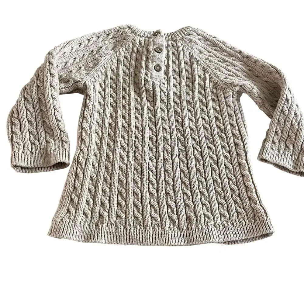 George Boys Ecru Neutral Cable Knit Sweater Matching Set Outfit Size 9-12 months